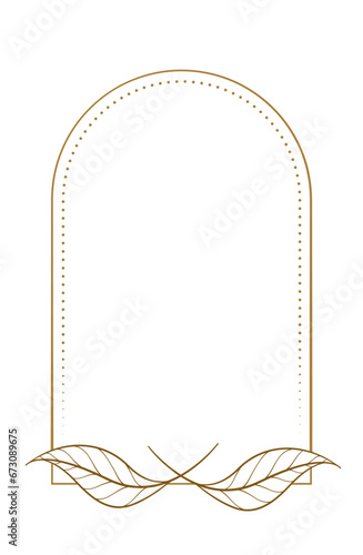 Vector vertical arch shape frame with autumn leaves decoration
