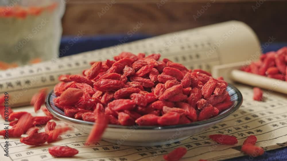 Dried Chinese wolfberries or Goji berry or Matrimony vine on table. Dried Chinese wolfberries or Goji berry or Matrimony vine on table.
