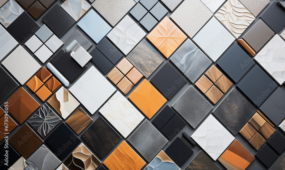 abstract background made of squares samples of products for repair created with Generative Ai abstract background made of squares samples of products for repair created with Generative Ai