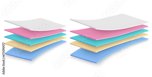 5-layer waterproof material to protect against moisture. Advertising for waterproof fabrics and absorbent linings. Curved simple layers of fabric, foam.