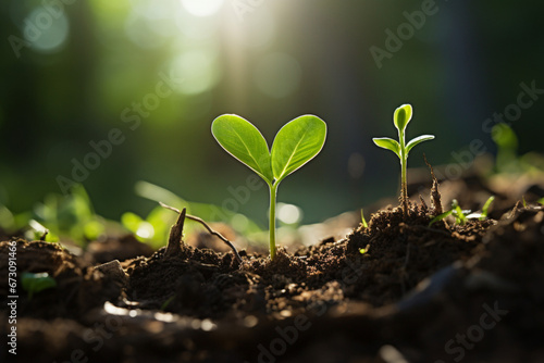 plant in the ground up background, nature plant Growing concept