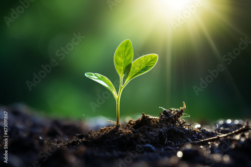 plant in the ground up background, nature plant Growing concept