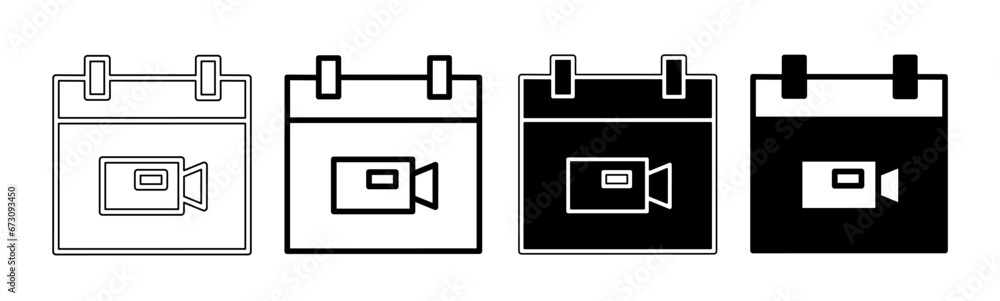 Illustration of a video. Video icon collection with line. Stock vector illustration. Illustration of a video. Video icon collection with line. Stock vector illustration.