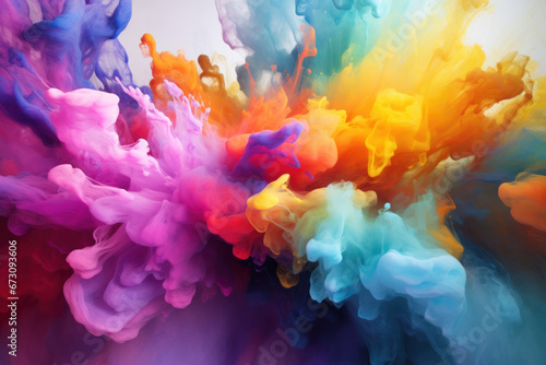 Vibrant Abstract Color Explosion on White Background
