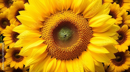 A close-up of a radiant sunflower, its vibrant yellow petals forming a perfect circle
