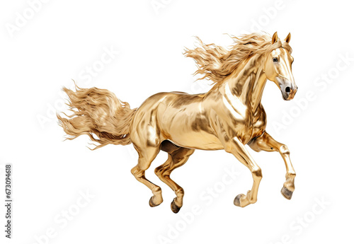 Golden horse running No shadows, highest details, sharpness throughout the image, highest resolution