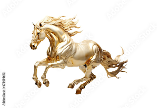 Golden horse running No shadows  highest details  sharpness throughout the image  highest resolution