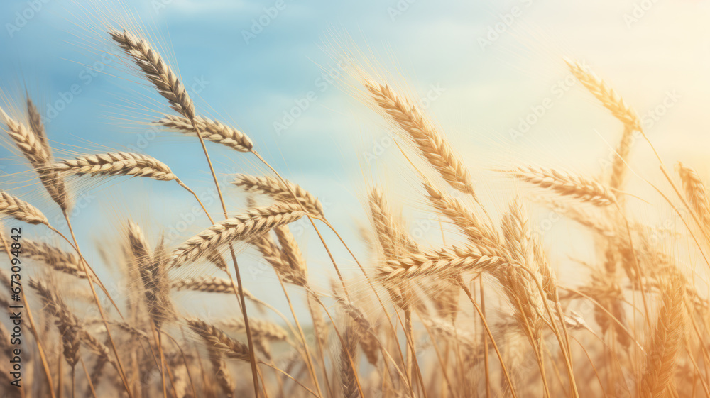 Fototapeta premium Vibrant Golden Wheat Under Sunlight
