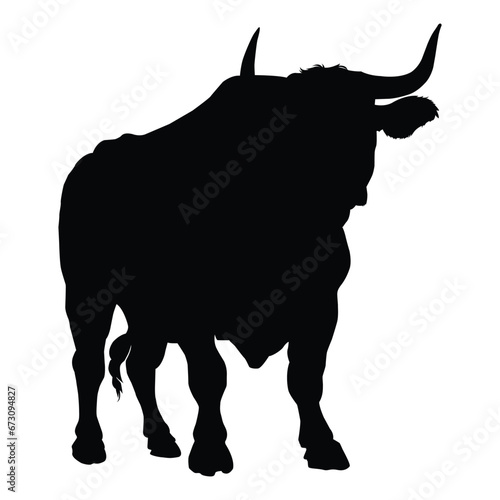 Bull Silhouette on White