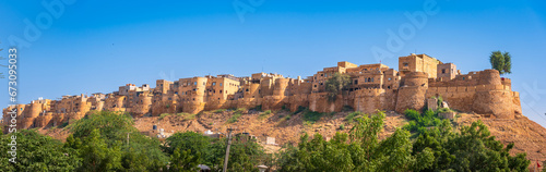 Panoramic view of the Jaisalmer Fort at Rajasthan, India also known as golden fort or Sonar quila. A UNESCO World Heritage site in Hill forts of Rajasthan. photo