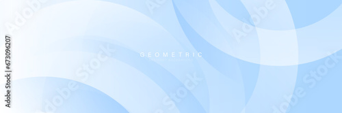 White and blue abstract banner with circular geometric shapes background. Modern futuristic hi-technology concept. Vector illustration
