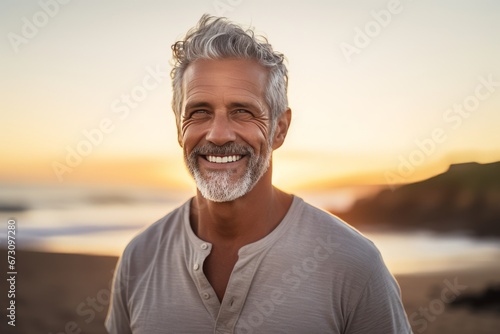 Serene Man Embracing the Ocean’s Beauty at Sunset