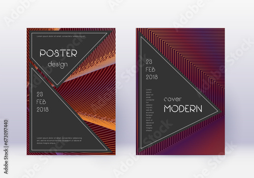 Black cover design template set. Orange abstract l