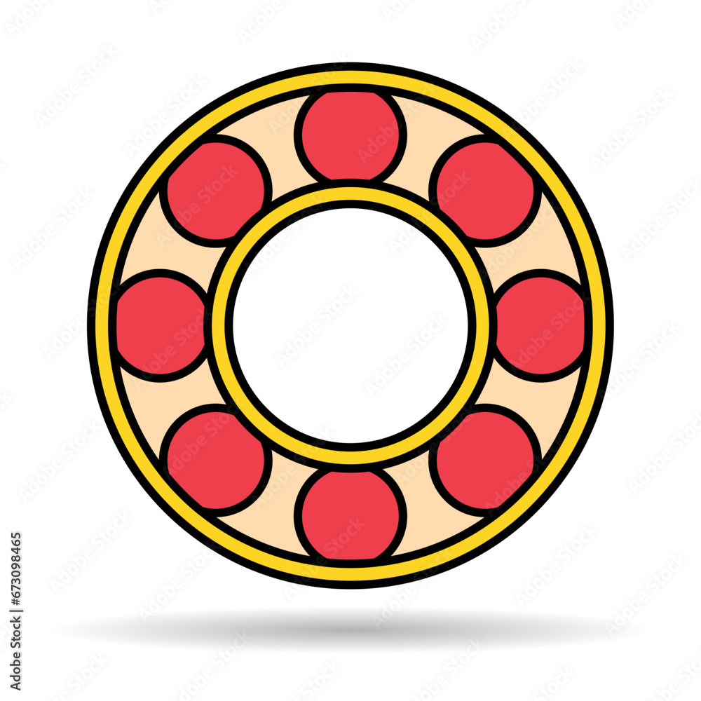 Fototapeta premium Bearing wheel shadow icon, rolling ball sign, flat web design vector illustration