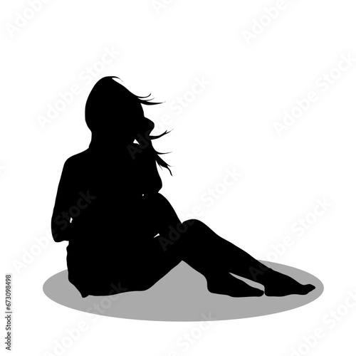Girl sitting silhouette 
