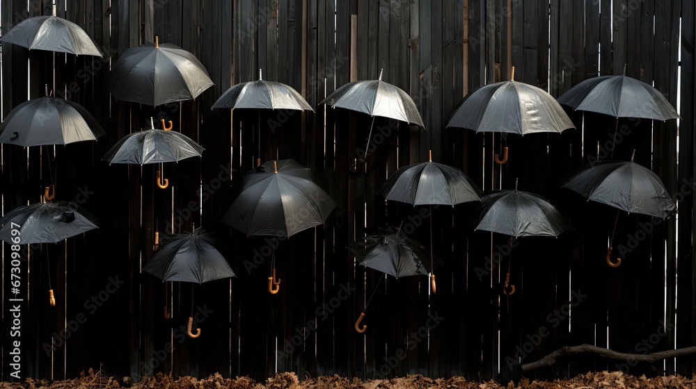 Obraz premium Umbrella under raindrops in black and white