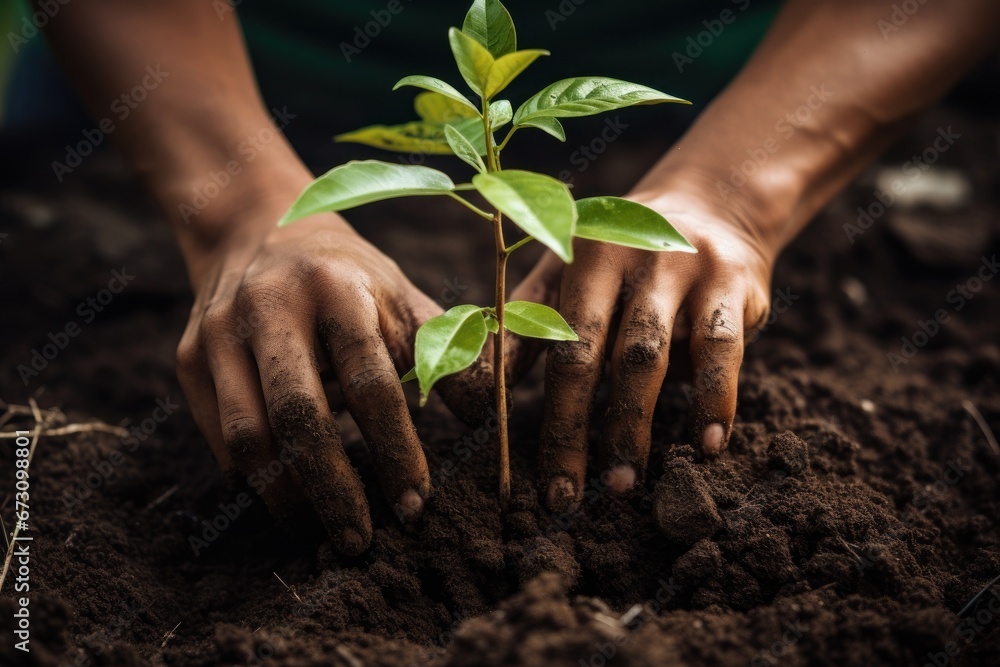 Fototapeta premium Hands Planting Tree