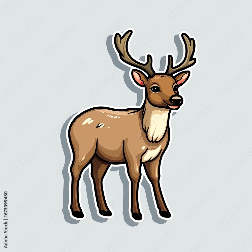 Obraz premium reindeer illustration, sticker, generated with AI