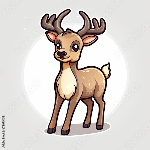 reindeer illustration, sticker, generated with AI © sch_ai