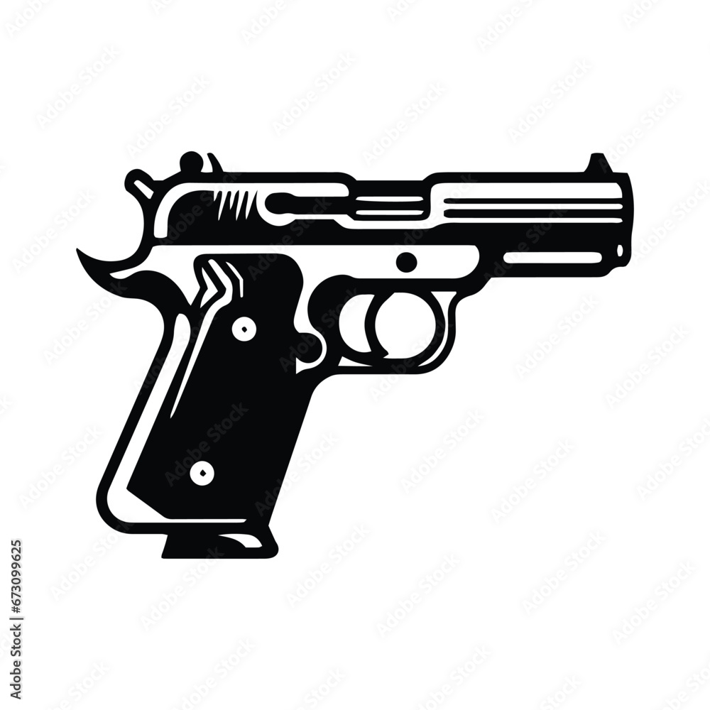 A logo of pistol icon vector gun silhouette isolated design
