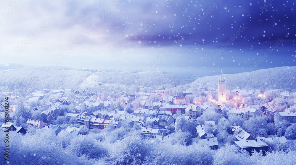 雪が降る町の景色(generative ai)