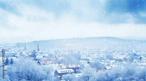 雪が降る町の景色(generative ai) © Rossi0917