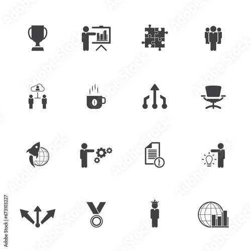 Universal business management and human resources icon set. Universal icons for web and mobile. Vector.	