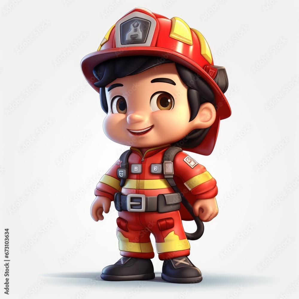 Firefighter cartoon, AI generated Image Firefighter cartoon, AI generated Image