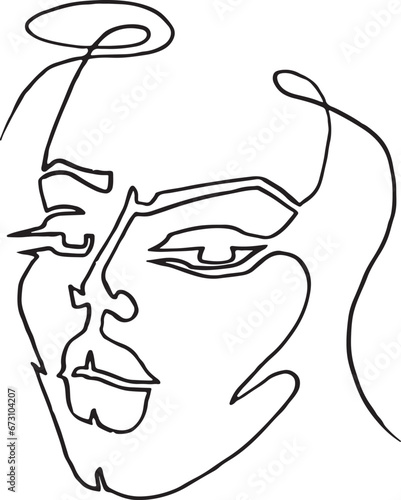 Woman face continuous line drawing. Abstract minimal woman portrait. Logo, icon, label, vector, illustration