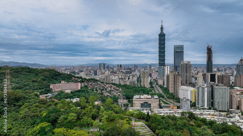 The Best Aerial View to the Panorama of Taipei City, Famous Landmark of Taiwan