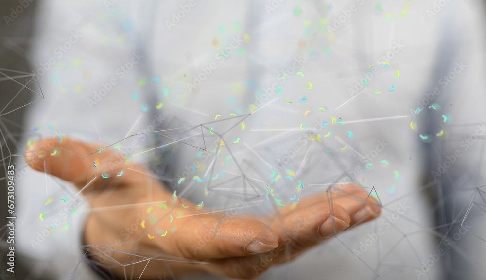 Global network. Blockchain. 3D illustration. Neural networks and artificial intelligence. Abstract Global network. Blockchain. 3D illustration. Neural networks and artificial intelligence. Abstract