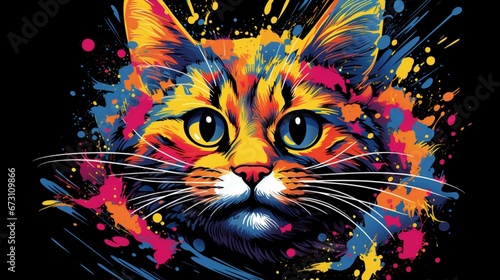 crazy cat t-shirt design --no mockup