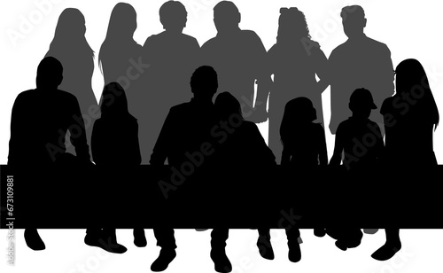 Group of people, set of vector silhouettes.