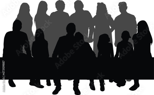 Group of people, set of vector silhouettes.