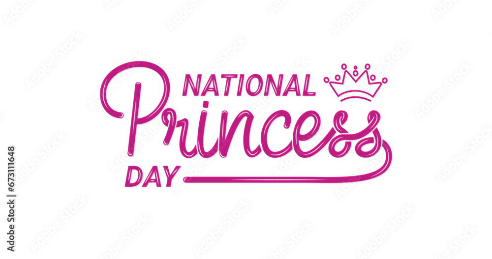 National Princess Day text illustration vector. Observed every year on November 18. Handwritten text calligraphy. Great for celebrations, festivals, greetings, and events