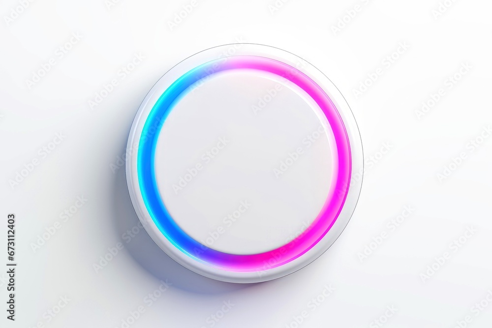 Abstract high tech multicolor button on white background