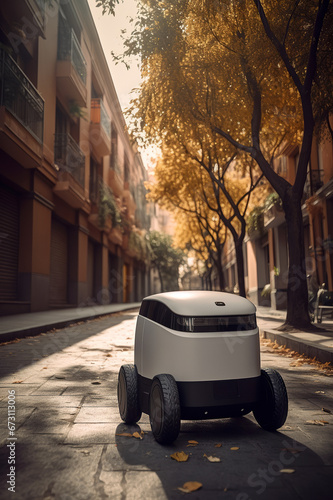 autonomous delivery robot heading to its destination