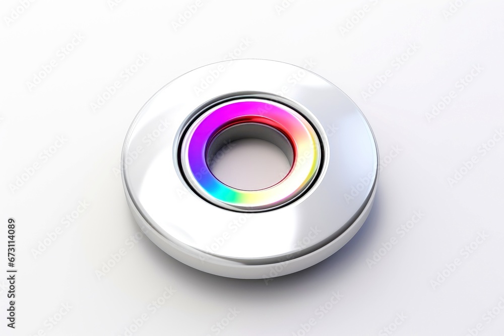 Abstract high tech multicolor button on white background Abstract high tech multicolor button on white background