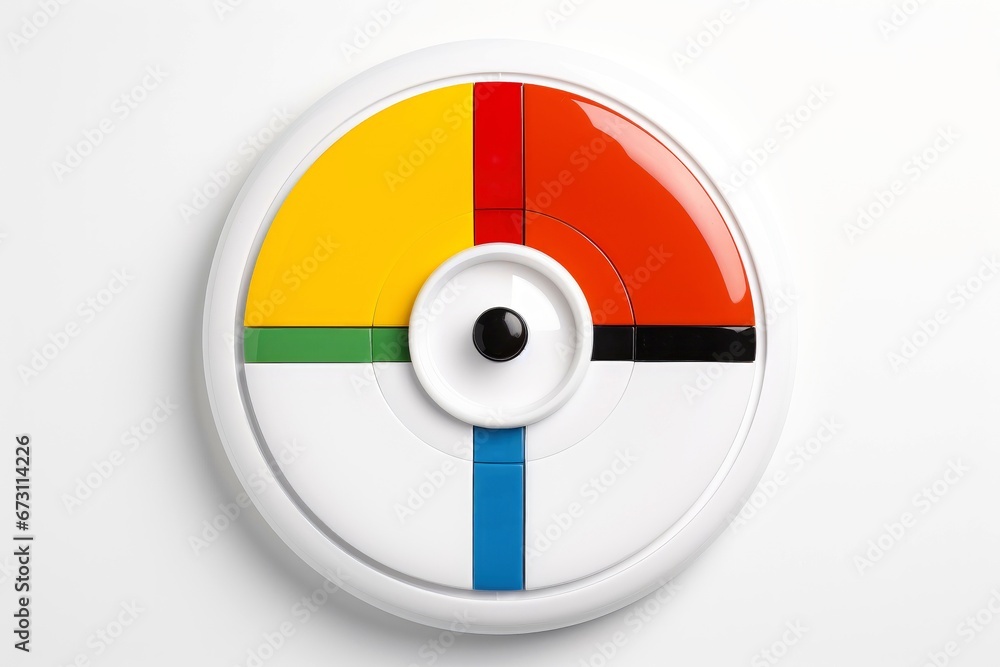 Abstract high tech multicolor button on white background Abstract high tech multicolor button on white background
