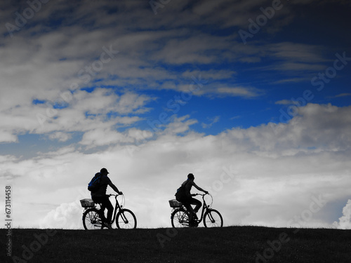 Radfahrer auf dem Deich, Borkum