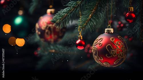 Colourful Christmas ball on Christmas Tree