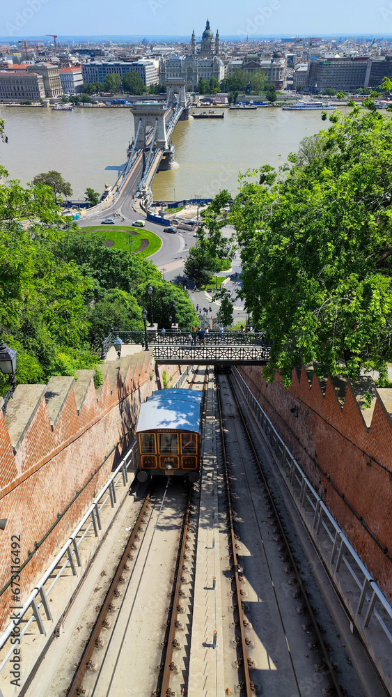 Funicular to the castle at Budapest in Hungary Funicular to the castle at Budapest in Hungary