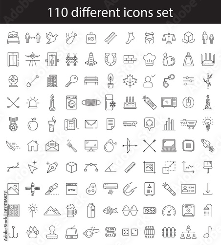 UX UI icons. Set of different linear icons. Flat icon bundle pack. Collection of linear icons. Collection of random abstract outline icon bundle pack sign symbol pictogram	
