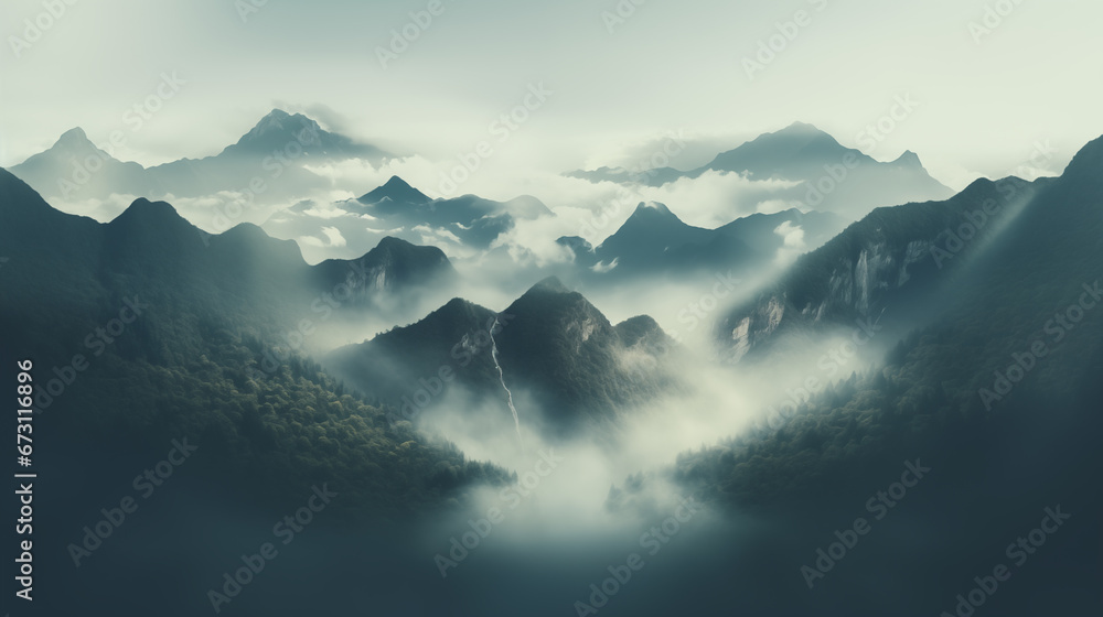 calm misty mountain landscape