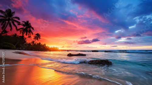 captivating image of a serene beach at sunset © tantawat