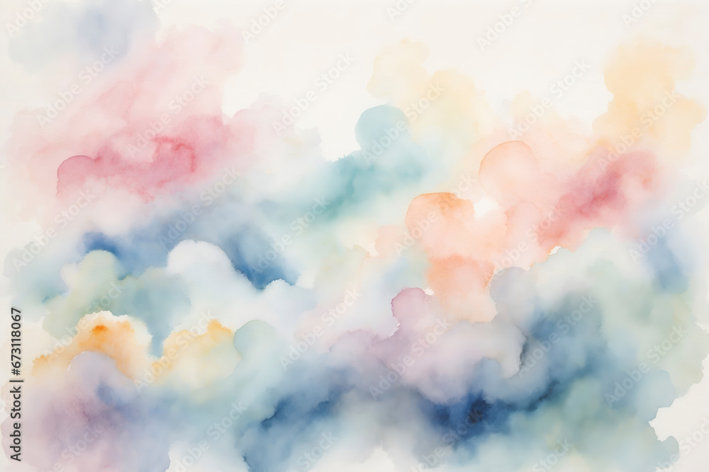 Abstract watercolor wash background with soft pastel colors blending into each other.