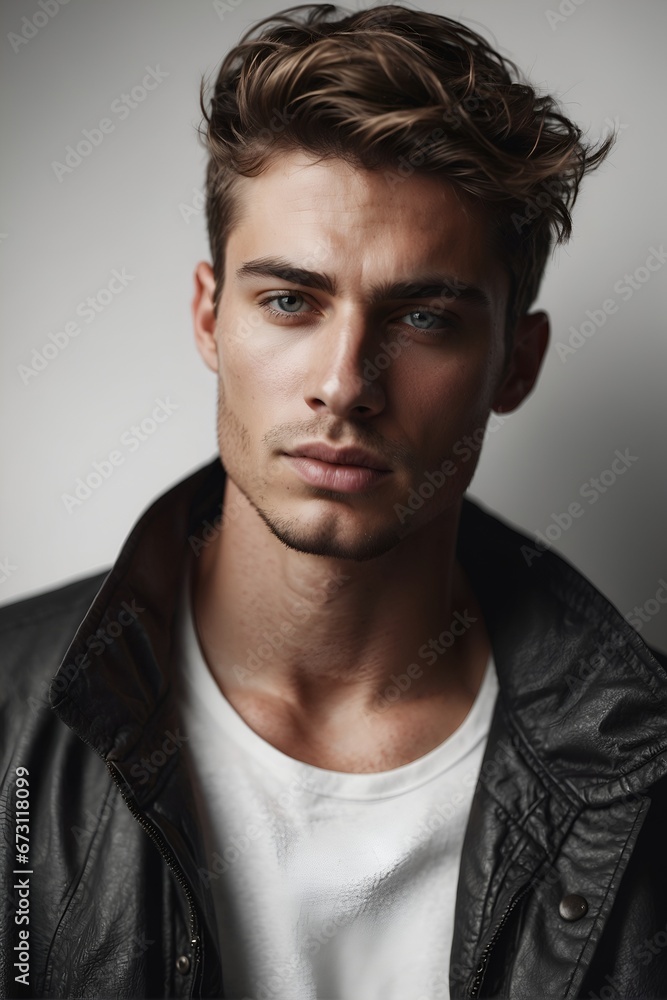 high contrast portrait of a man model with shadow on his face high contrast portrait of a man model with shadow on his face