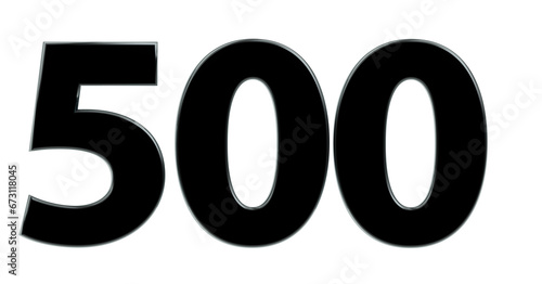 500 plakative schwarze metallische 3D-Zahl, fünfhundert, Euro, Dollar, Preis, Kosten, Prämie,  Betrag, Gutschrift, Gewinn, Kapital, Business, Freisteller, Rendering photo