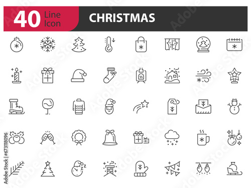 set of Christmas icons, new year, and winter season