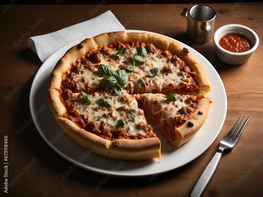 pizza on a wooden board
